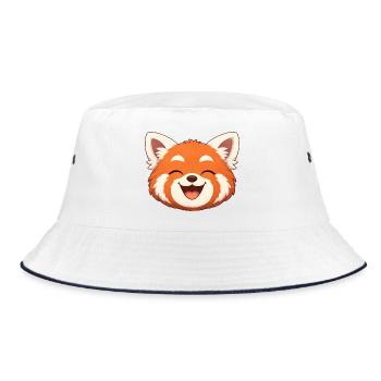 Sloth, the red panda all smiles - Bucket Hat - white/navy - Front