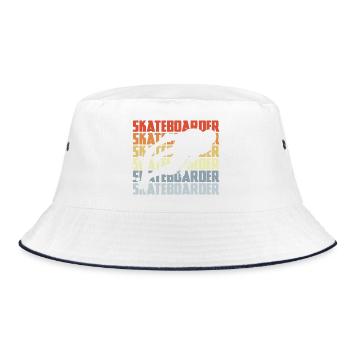 Skateboarder Vintage Look - Bucket Hat - Weiß/Navy - Vorne