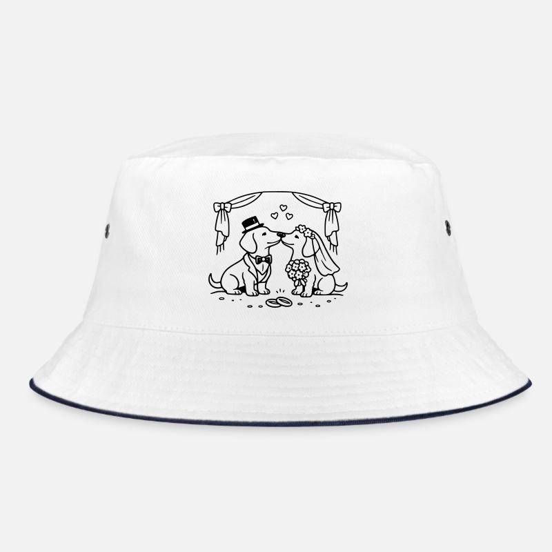 Dachshund Wedding Line Art Bucket Hat