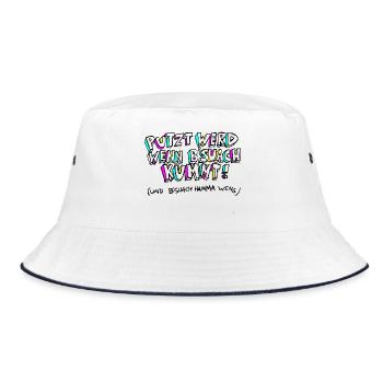 PUTZT_WERD_WENN_B'SUACH_KUMMT - Bucket Hat - Weiß/Navy - Vorne