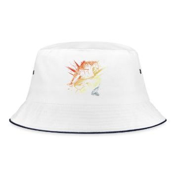 Breakdancer Zeichnung Vintage - Bucket Hat - Weiß/Navy - Vorne