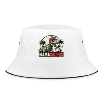 Mamasaurus – Cool T-Rex Design for Moms - Bucket Hat - white/navy - Front