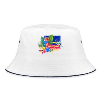 Souvenir caribéen vintage de Curaçao avec tortue - Bob - blanc/marine - Devant