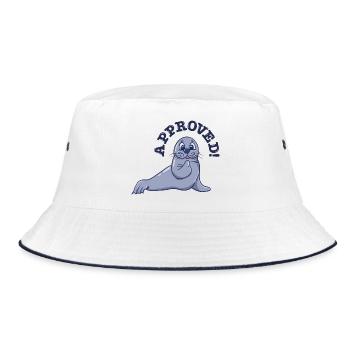 Zustimmungs-Robbe Cartoon Daumenhoch - Bucket Hat - Weiß/Navy - Vorne