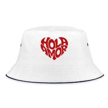 Hola Amor Retro Red Heart Love - Bucket Hat - white/navy - Front
