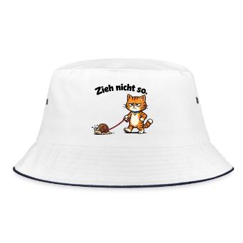 Cat frustration when pulling snails - Bucket Hat - white/navy - Front