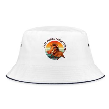 Retro Style Warthog in the Sun - Bucket Hat - white/navy - Front