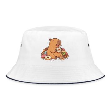 Capybara avec des beignets Motif d’animal joyeux et mignon - Bob - blanc/marine - Devant