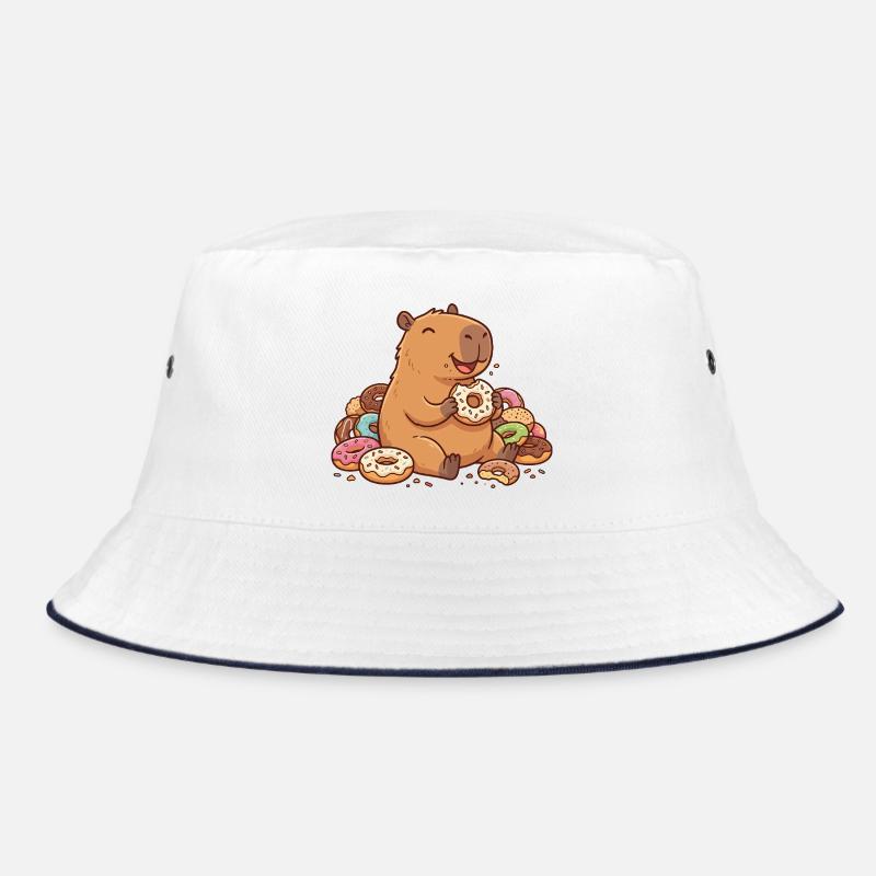 Capybara with Donuts Cheerful Cute Animal Motif Bucket Hat