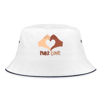 Reine Liebe Herzhand Design - Bucket Hat - Weiß/Navy - Vorne