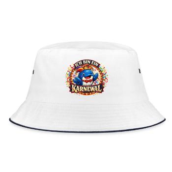 Karneval Fasching 2026 Geschenk Lustig - Bucket Hat - Weiß/Navy - Vorne