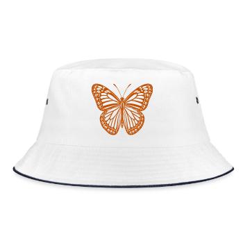 Schmetterling - Bucket Hat - Weiß/Navy - Vorne
