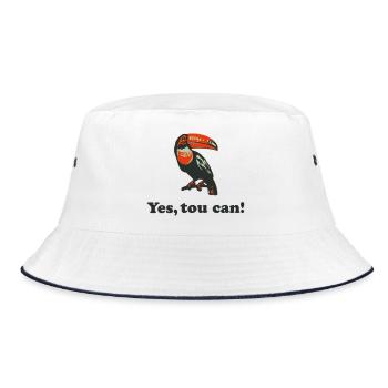 Ja, das kannst du, Tukan. - Bucket Hat - Weiß/Navy - Vorne