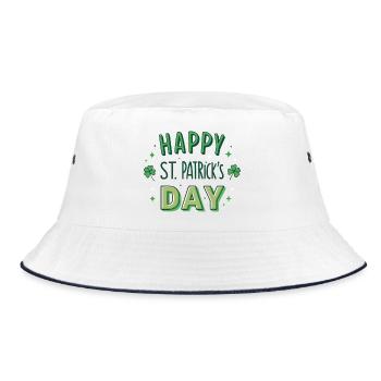 Frohe St. Patrick's Day grüne Grafik - Bucket Hat - Weiß/Navy - Vorne