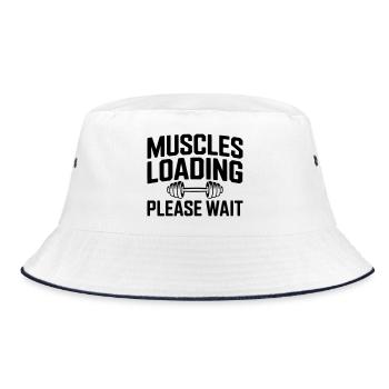 Muskelaufbau: Muscles Loading - Bucket Hat - Weiß/Navy - Vorne