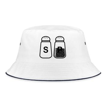Salt and Pepper Shaker Set - Bucket Hat - white/navy - Front
