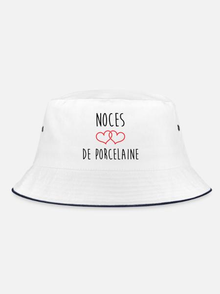 porcelain wedding 20 years of love - Bucket Hat - white/navy - Front