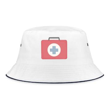 Red First Aid Icon Design - Bucket Hat - white/navy - Front