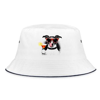 Cool Dog – Popart Halftone avec cocktail - Bob - blanc/marine - Devant