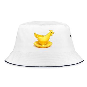 Yellow GDR egg cup, Ostalgie - Bucket Hat - white/navy - Front