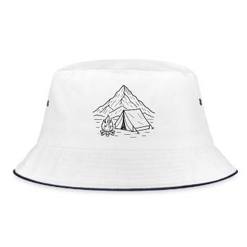 Mountain camping night silhouette - Bucket Hat - white/navy - Front