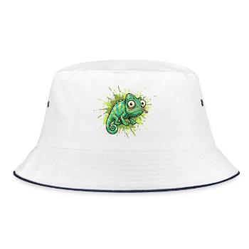 Chameleon Graffiti Spritzer - Bucket Hat - Weiß/Navy - Vorne