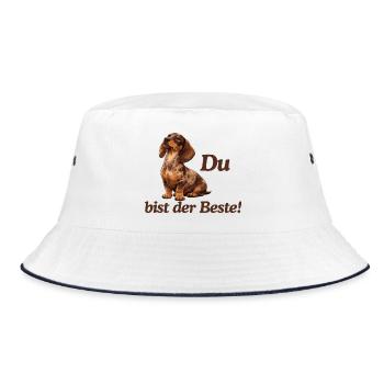 DackelLiebe: Du bist der Beste - Bucket Hat - Weiß/Navy - Vorne