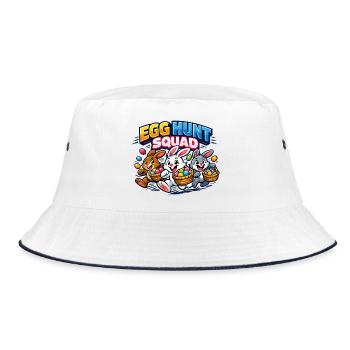 Ostern Egg Hunt Squad Osterhase - Bucket Hat - Weiß/Navy - Vorne