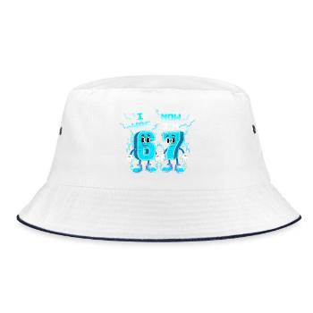 was 6 Now Im 7 Six Seven 6 7 Meme - Bucket Hat - white/navy - Front