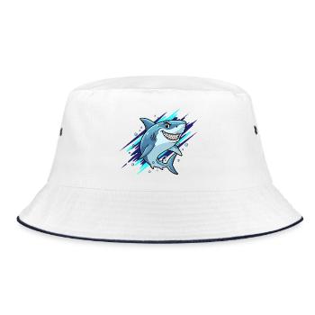 Lachender Hai Sprinter - Bucket Hat - Weiß/Navy - Vorne