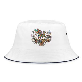 Phoenix Nature Music Tuning Guitar Pattern Motif - Bucket Hat - white/navy - Front