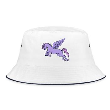 Lavender Winged Unicorn - Bucket Hat - white/navy - Front