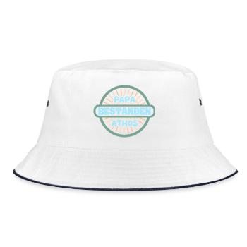 Athos als Name - Bucket Hat - Weiß/Navy - Vorne