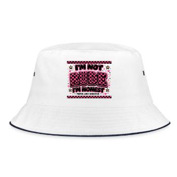 Ich bin nicht gemein, ich bin ehrlich - Bucket Hat - Weiß/Navy - Vorne