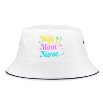 Pflege Krankenschwester Krankenhaus Geschenk - Bucket Hat - Weiß/Navy - Vorne