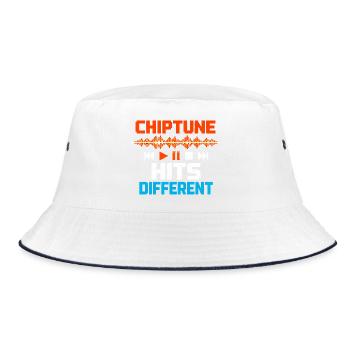 Chiptune shoots differently | 8-Bit Music Humor - Bucket Hat - white/navy - Front