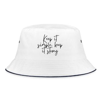 Keep it simple keep it strong - Bucket Hat - Weiß/Navy - Vorne
