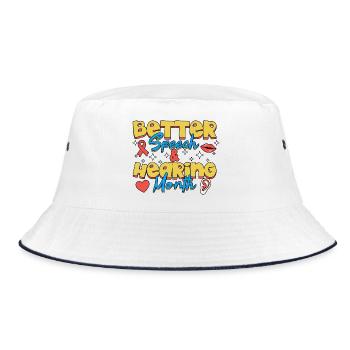 SLP Besseres Bewusstsein für Sprach- und Hörbewusstsein - Bucket Hat - Weiß/Navy - Vorne