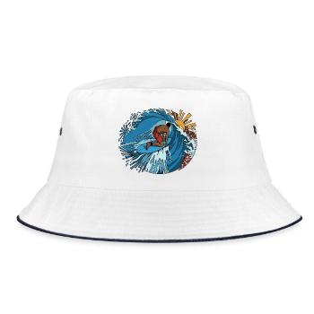 Wellenreiter Cirkel Surfkunst - Bucket Hat - Weiß/Navy - Vorne