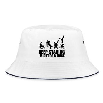 Behalte diesen Rollstuhlfahrer im Auge # - Bucket Hat - Weiß/Navy - Vorne