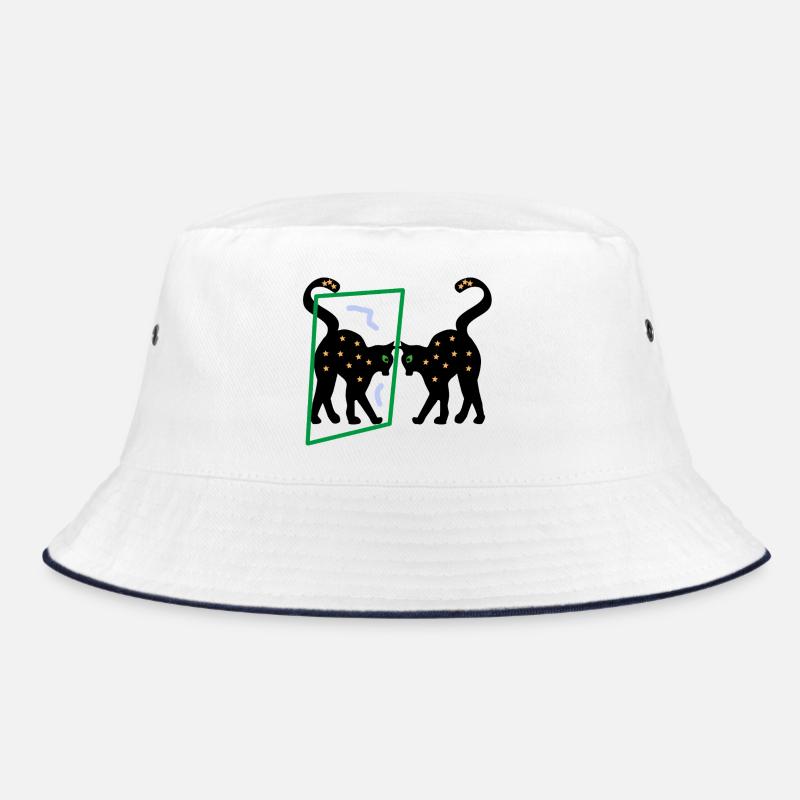 Mirror the Kitten, Abstraction - Bucket Hat - white/navy