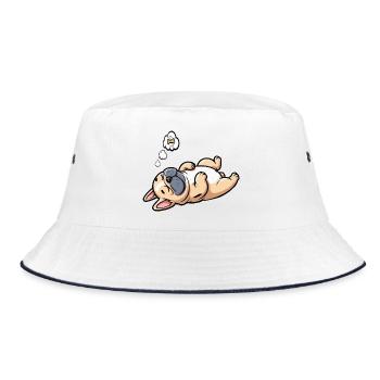 French Bulldog Frenchie Frenchie Owner - Bucket Hat - white/navy - Front