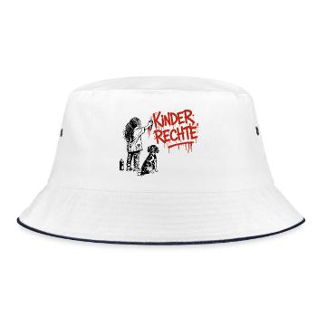 Kinderrechte Graffiti roter Schriftzug - Bucket Hat - Weiß/Navy - Vorne