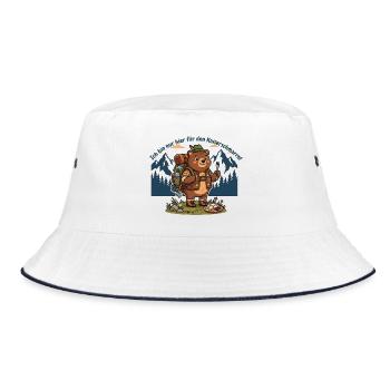 Kaiserschmarrn Wanderbär - Lustiges Wandershirt - Bucket Hat - Weiß/Navy - Vorne