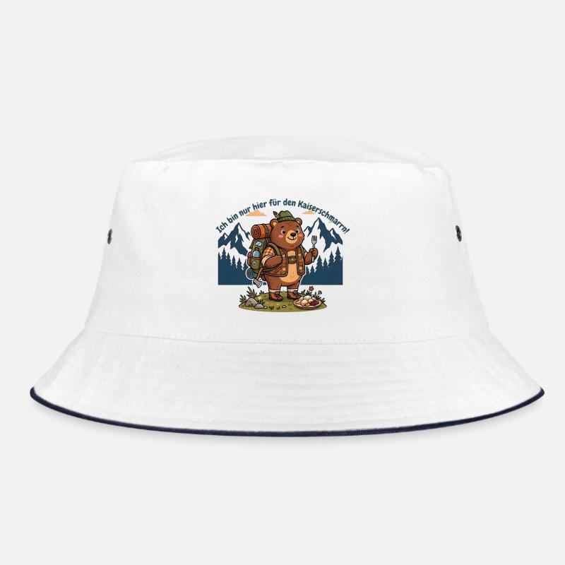 Kaiserschmarrn Wanderbär - Lustiges Wandershirt - Bucket Hat - Weiß/Navy
