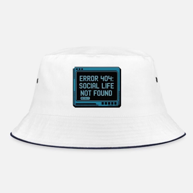 Retro 404: Sozialleben fehlt - Bucket Hat - Weiß/Navy