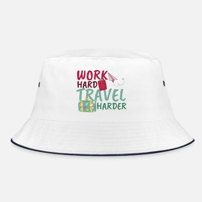 Work Hard Travel Harder Geschenk Geschenkidee Bucket Hat