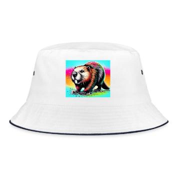 Bieber - Bucket Hat - Weiß/Navy - Vorne