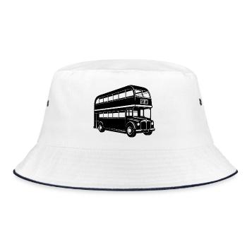 Londoner Bus - Bucket Hat - Weiß/Navy - Vorne
