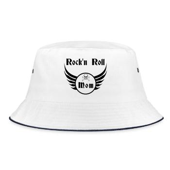 Mom Rock and Roll Skull Wings - Bucket Hat - white/navy - Front